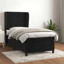 vidaXL fekete bársony rugós ágy matraccal 90 x 200 cm (3129131)