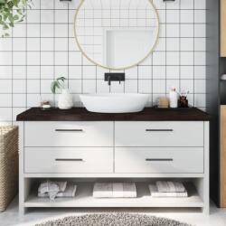 vidaXL sötétbarna kezelt tömör fa fürdőszobai pult 160x60x(2-6) cm (3156256)