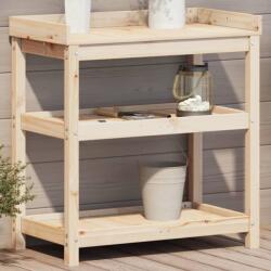 vidaXL tömör fenyőfa ültetőasztal polcokkal 82, 5 x 45 x 86, 5 cm (832432) - vidaxl