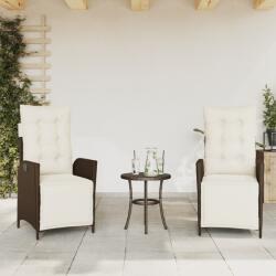 vidaXL 2 db barna polyrattan dönthető kerti szék lábtartóval (365290)