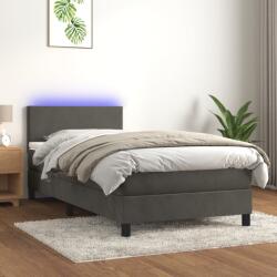 vidaXL sötétszürke bársony rugós és LED-es ágy matraccal 100x200 cm (3134268)