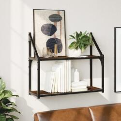 vidaXL 2 szintes barna tölgy színű szerelt fa fali polc 60x21x51 cm (835463) - vidaxl