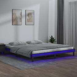 vidaXL szürke tömör fa ágykeret LED-világítással 120 x 200 cm (820603)