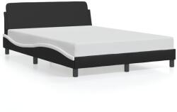 vidaXL fekete és fehér műbőr ágykeret fejtámlával 140 x 200 cm (373203)