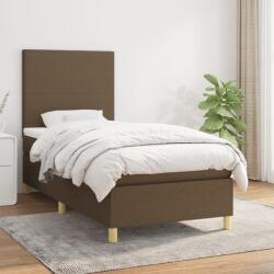vidaXL sötétbarna szövet rugós ágy matraccal 90 x 200 cm (3142148)
