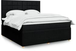 vidaXL fekete szövet rugós ágy matraccal 180 x 200 cm (3294437)