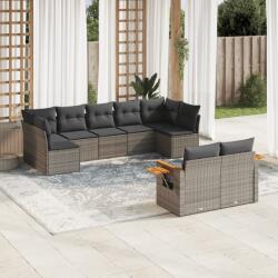 vidaXL 9 részes szürke polyrattan kerti ülőgarnitúra párnákkal (3227131)