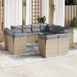 vidaXL 11 részes bézs polyrattan kerti ülőgarnitúra párnákkal (3218509)