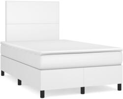 vidaXL fehér műbőr rugós ágy matraccal 120x190 cm (3269966)