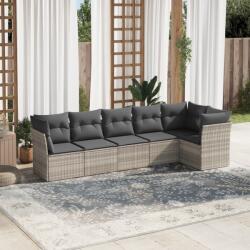 vidaXL 6 részes világosszürke polyrattan kerti ülőgarnitúra párnákkal (3249501)