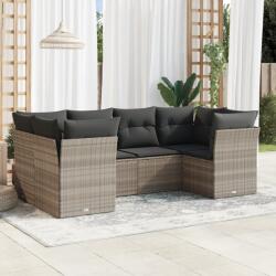 vidaXL 6 részes világosszürke polyrattan kerti ülőgarnitúra párnákkal (3249951)