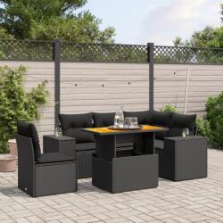 vidaXL 6 részes fekete polyrattan kerti ülőgarnitúra párnákkal (3272637)