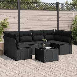vidaXL 7 részes fekete polyrattan kerti ülőgarnitúra párnával (3249234)