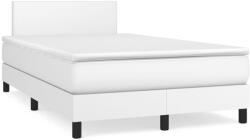vidaXL fehér műbőr rugós ágy matraccal 120x190 cm (3269808)