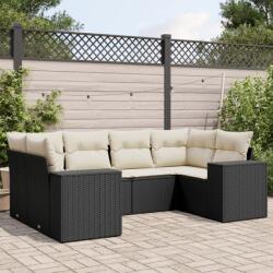 vidaXL 6 részes fekete polyrattan kerti ülőgarnitúra párnákkal (3255313)