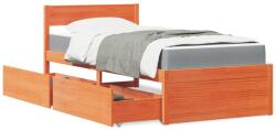 vidaXL viaszbarna tömör fenyőfa ágy fiókokkal és matraccal 90 x 190 cm (3281921)