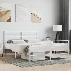 vidaXL fehér fém ágykeret fej- és lábtámlával 140 x 190 cm (352386) - vidaxl