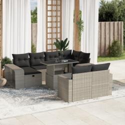 vidaXL 11 részes világosszürke polyrattan kerti ülőgarnitúra párnákkal (3276508)