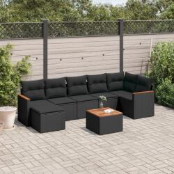 vidaXL 8 részes fekete polyrattan kerti ülőgarnitúra párnákkal (3226195)