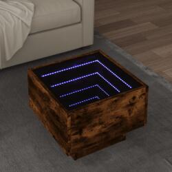 vidaXL füstös tölgy színű szerelt fa kisasztal LED-del 40 x 40 x 30 cm (847501)