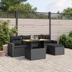 vidaXL 6 részes fekete polyrattan kerti ülőgarnitúra párnákkal (3275582)
