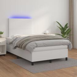 vidaXL fehér műbőr rugós ágy matraccal és LED-del 120x200 cm (3135814)