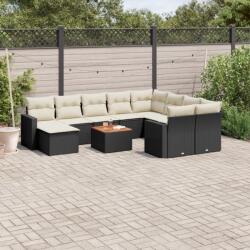 vidaXL 11 részes fekete polyrattan kerti ülőgarnitúra párnákkal (3256742)