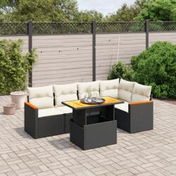 vidaXL 6 részes fekete polyrattan kerti ülőgarnitúra párnákkal (3273065)