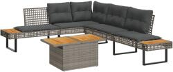 vidaXL 2 részes szürke polyrattan/akácfa kerti kanapészett párnákkal (3277500)