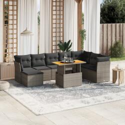 vidaXL 9-részes szürke polyrattan kerti ülőgarnitúra párnákkal (3270976)