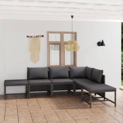 vidaXL 6 részes szürke polyrattan kerti ülőgarnitúra párnákkal (3059762)