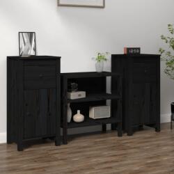 vidaXL 2 db fekete tömör fenyőfa tálalószekrény 40 x 35 x 80 cm (813763)