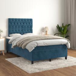 vidaXL sötétkék bársony rugós ágy matraccal 120 x 200 cm (3143197)