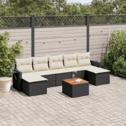 vidaXL 8 részes fekete polyrattan kerti ülőgarnitúra párnákkal (3257022)