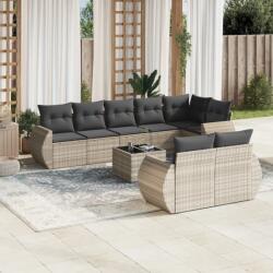 vidaXL 9 részes világosszürke polyrattan kerti ülőgarnitúra párnával (3253969)