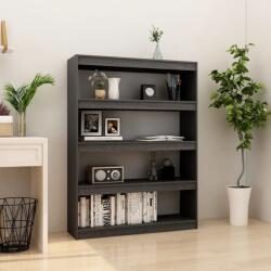 vidaXL szürke tömör fenyőfa könyvszekrény/térelválasztó 100 x 30 x 135, 5 cm (808220)