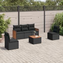 vidaXL 6 részes fekete polyrattan kerti ülőgarnitúra párnákkal (3259934)