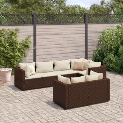 vidaXL 7 részes barna polyrattan kerti ülőgarnitúra párnákkal (3308185)