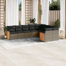 vidaXL 9 részes szürke polyrattan kerti ülőgarnitúra párnákkal (3260387)