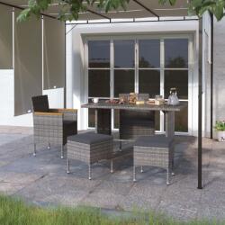vidaXL 4 részes szürke kerti polyrattan szék- és zsámolyszett (310615)