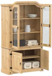 vidaXL Corona tömör fenyőfa vitrinszekrény 103, 5 x 42 x 180 cm (4002777) - vidaxl