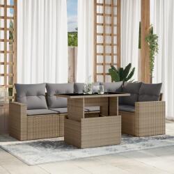 vidaXL 6 részes bézs polyrattan kerti ülőgarnitúra párnával (3267259)
