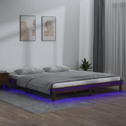vidaXL mézbarna tömör fa ágykeret LED-ekkel 200 x 200 cm (820629)