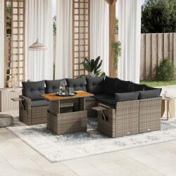 vidaXL 9 részes szürke polyrattan kerti ülőgarnitúra párnákkal (3271683)
