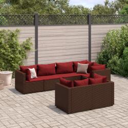 vidaXL 7 részes barna polyrattan kerti ülőgarnitúra párnákkal (3308189)