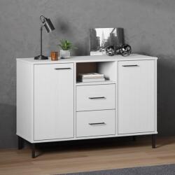 vidaXL OSLO fehér tömör fa tálalószekrény fémlábakkal 113x40x77 cm (351020)