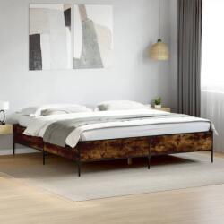 vidaXL füstös tölgy színű szerelt fa és fém ágykeret 200 x 200 cm (3279779)