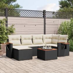 vidaXL 7 részes fekete polyrattan kerti ülőgarnitúra párnával (3259424)