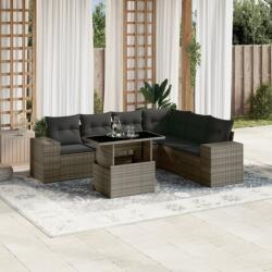 vidaXL 7 részes szürke polyrattan kerti ülőgarnitúra párnákkal (3269190)