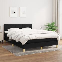 vidaXL fekete szövet rugós ágy matraccal 140 x 200 cm (3140619)